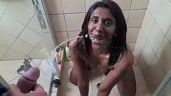 Desi slut slow motion shower piss facial