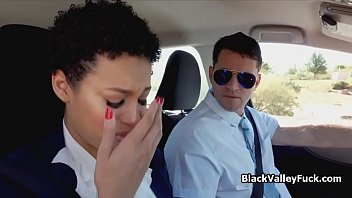 Driving instructors eats sexy black coeds ass and fucks her sweet pussy